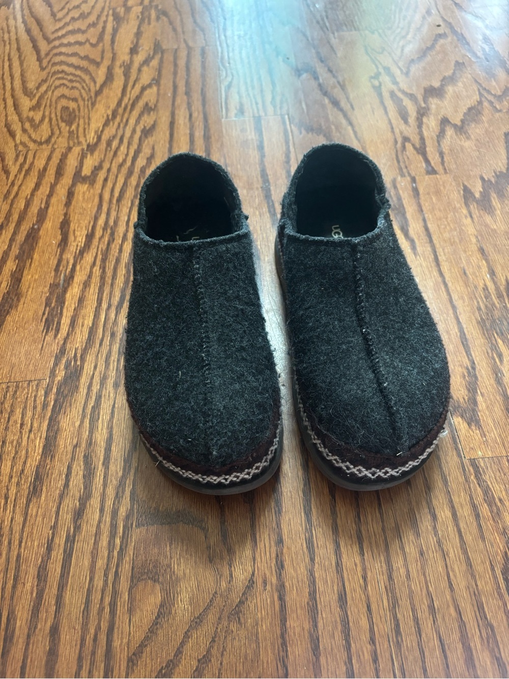 Ugg Black Wool Slip-On Shoes